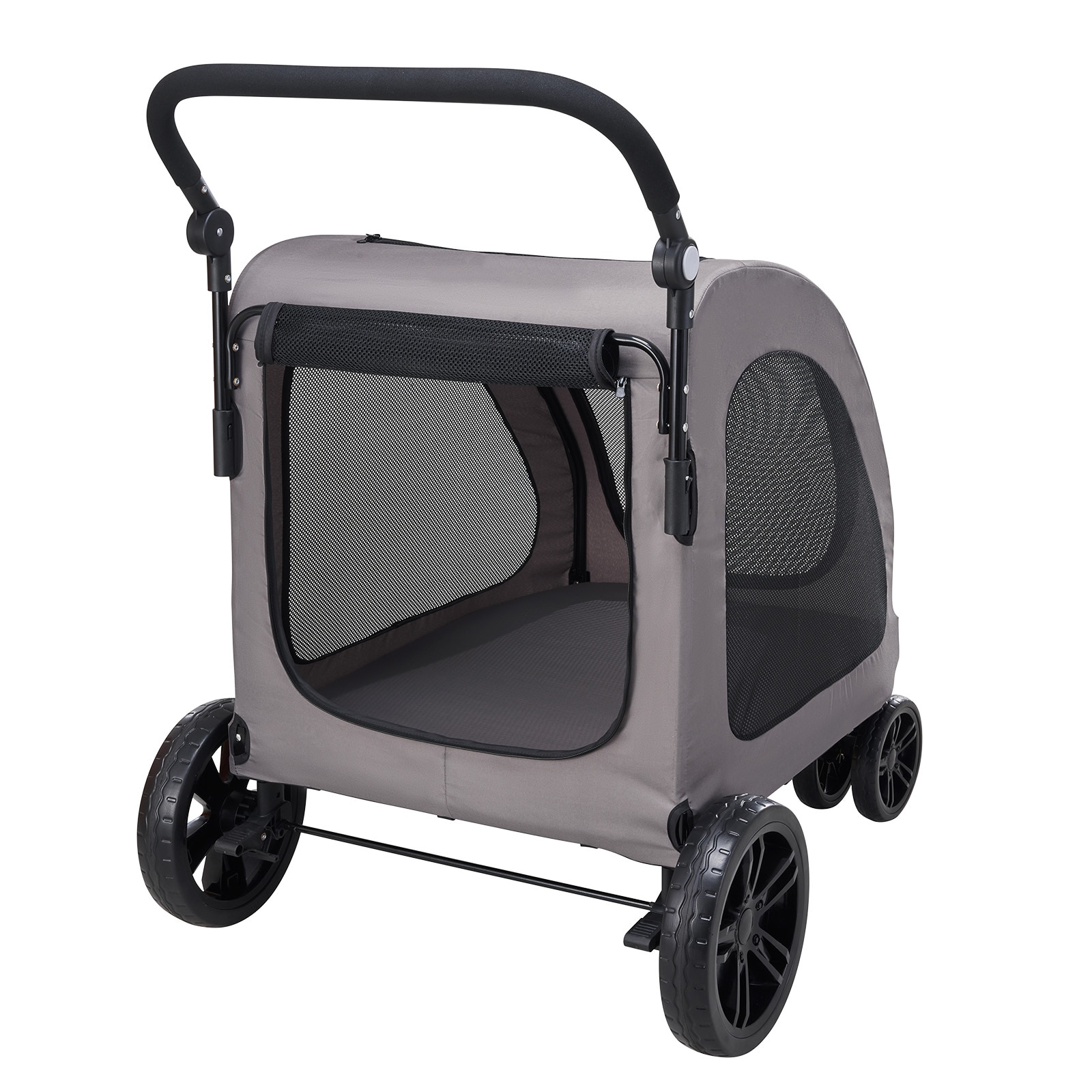Pet Stroller 4-Wheels Dog Stroller Carrier 160lbs Weight Capacity Portable_voghion.com
